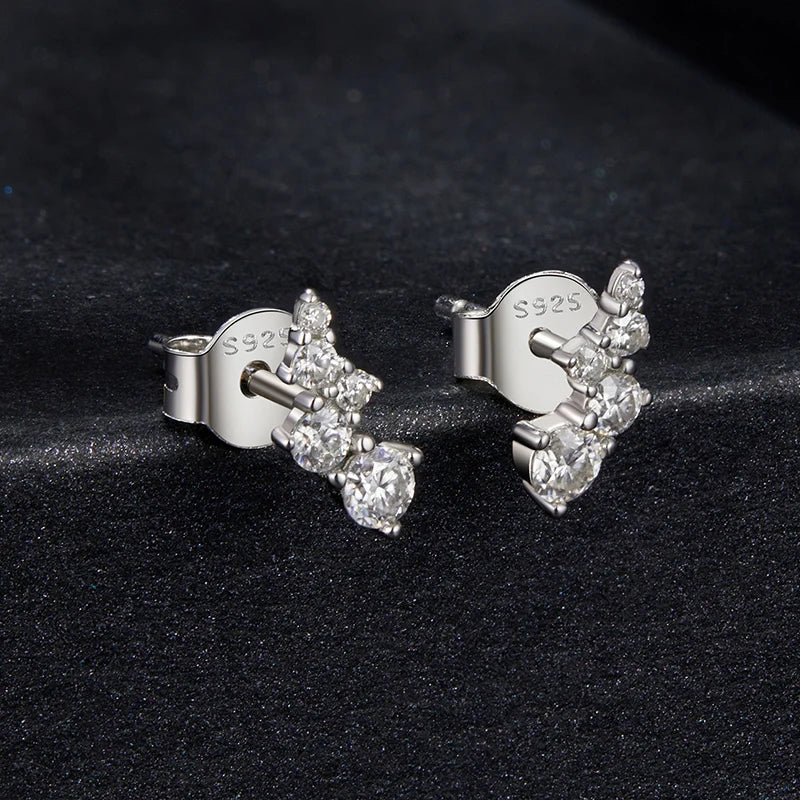 Moissanite Bubble Stud Earrings Geometric VVS1 EX 925 Sterling Screw Back