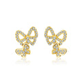 Moissanite Butterfly Stud Earrings 925 Sterling Silver Sparkle Wedding Jewelry