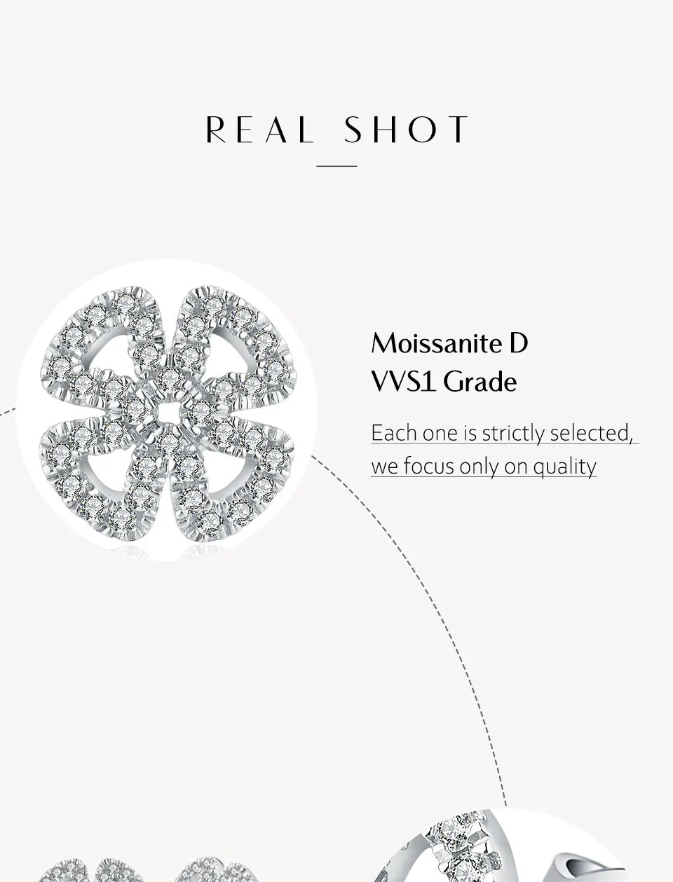 Moissanite D Color Solitaire Stud Earrings 925 Sterling Silver For Women Gift