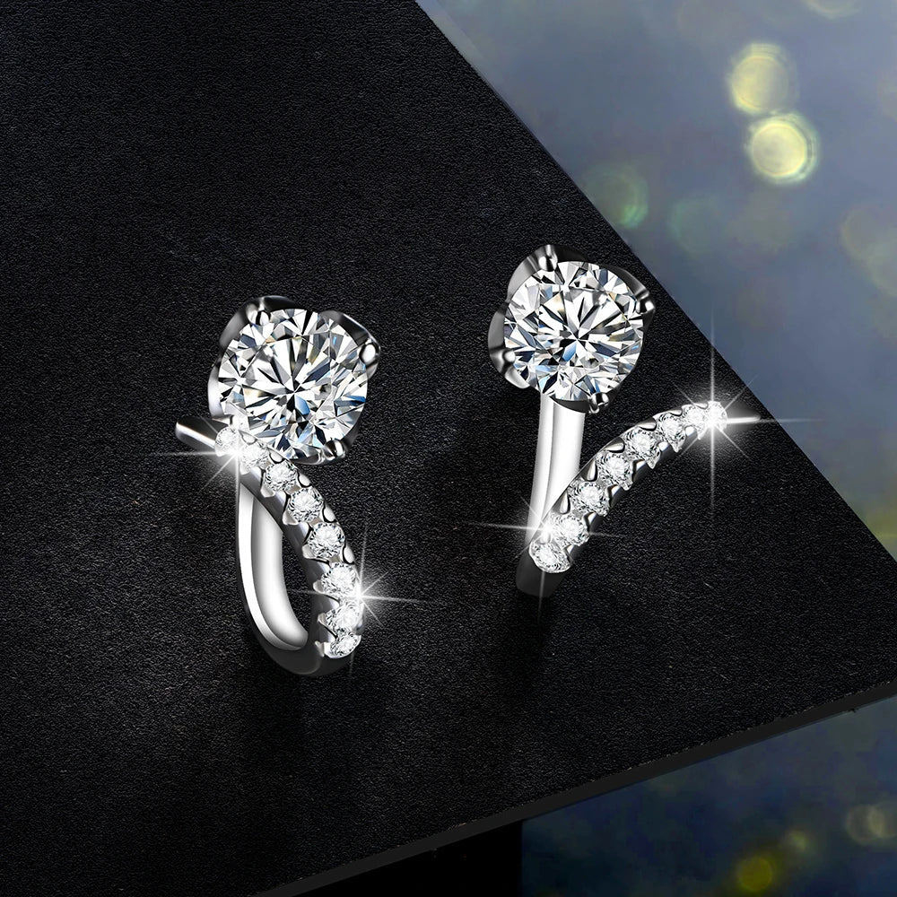 Moissanite Diamond Stud Earrings 925 Sterling Silver Bridal Engagement Studs