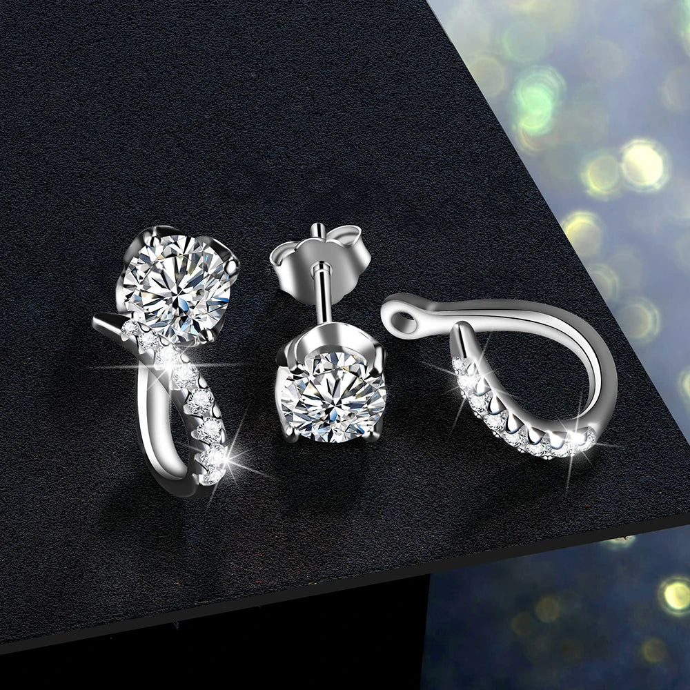Moissanite Diamond Stud Earrings 925 Sterling Silver Bridal Engagement Studs