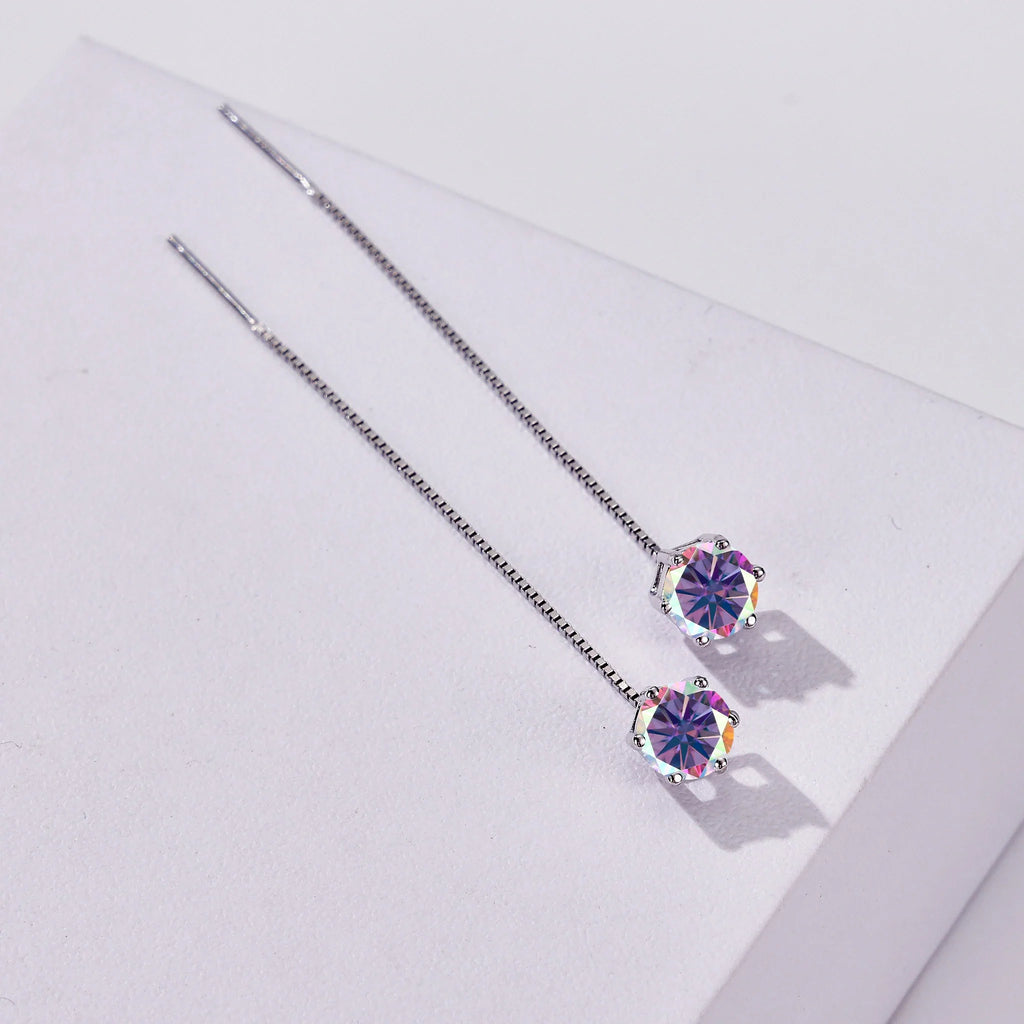Moissanite Drop Earrings 5-6.5mm Sterling 925 Silver Solitaire Dangle Gift