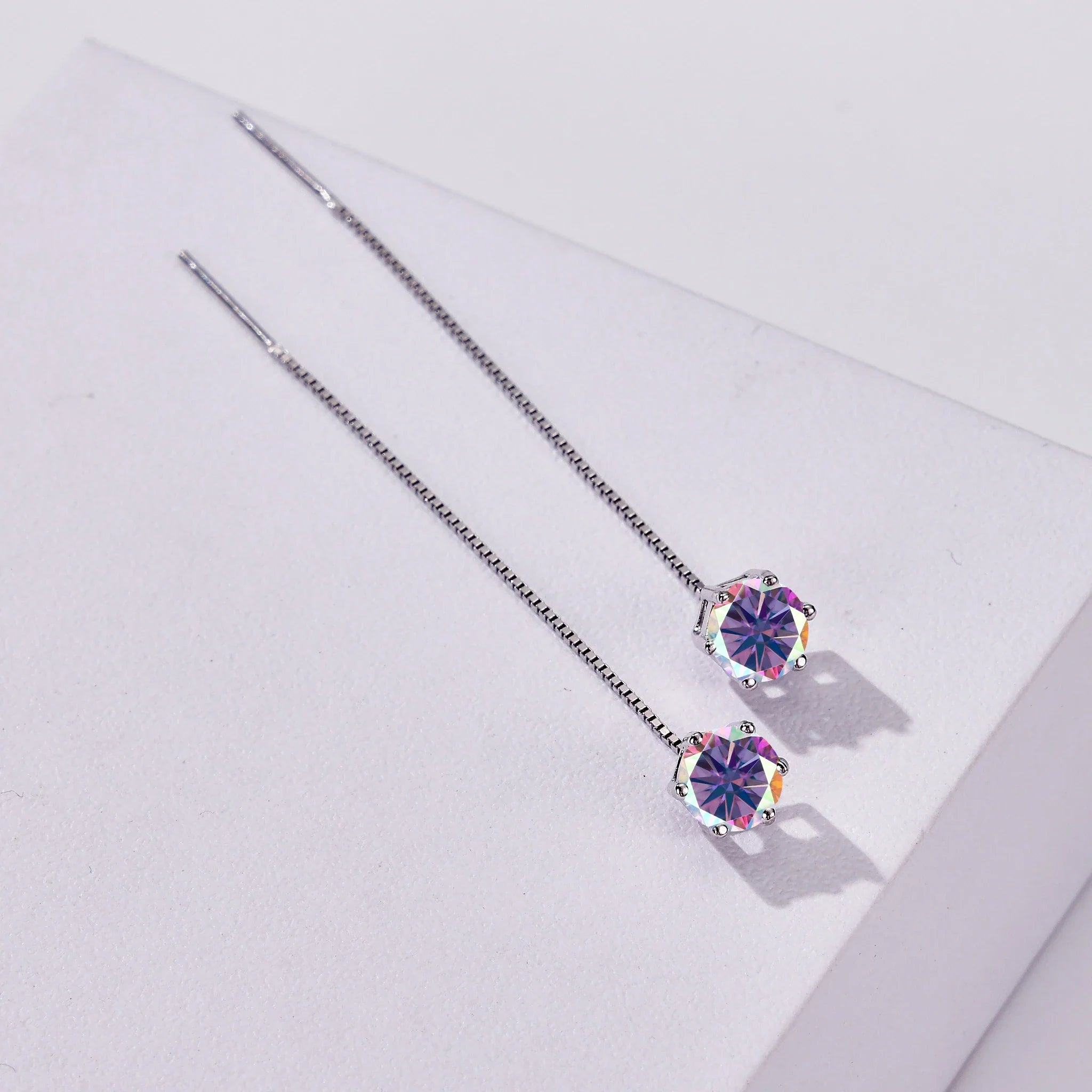 Moissanite Drop Earrings 5-6.5mm Sterling 925 Silver Solitaire Dangle Gift