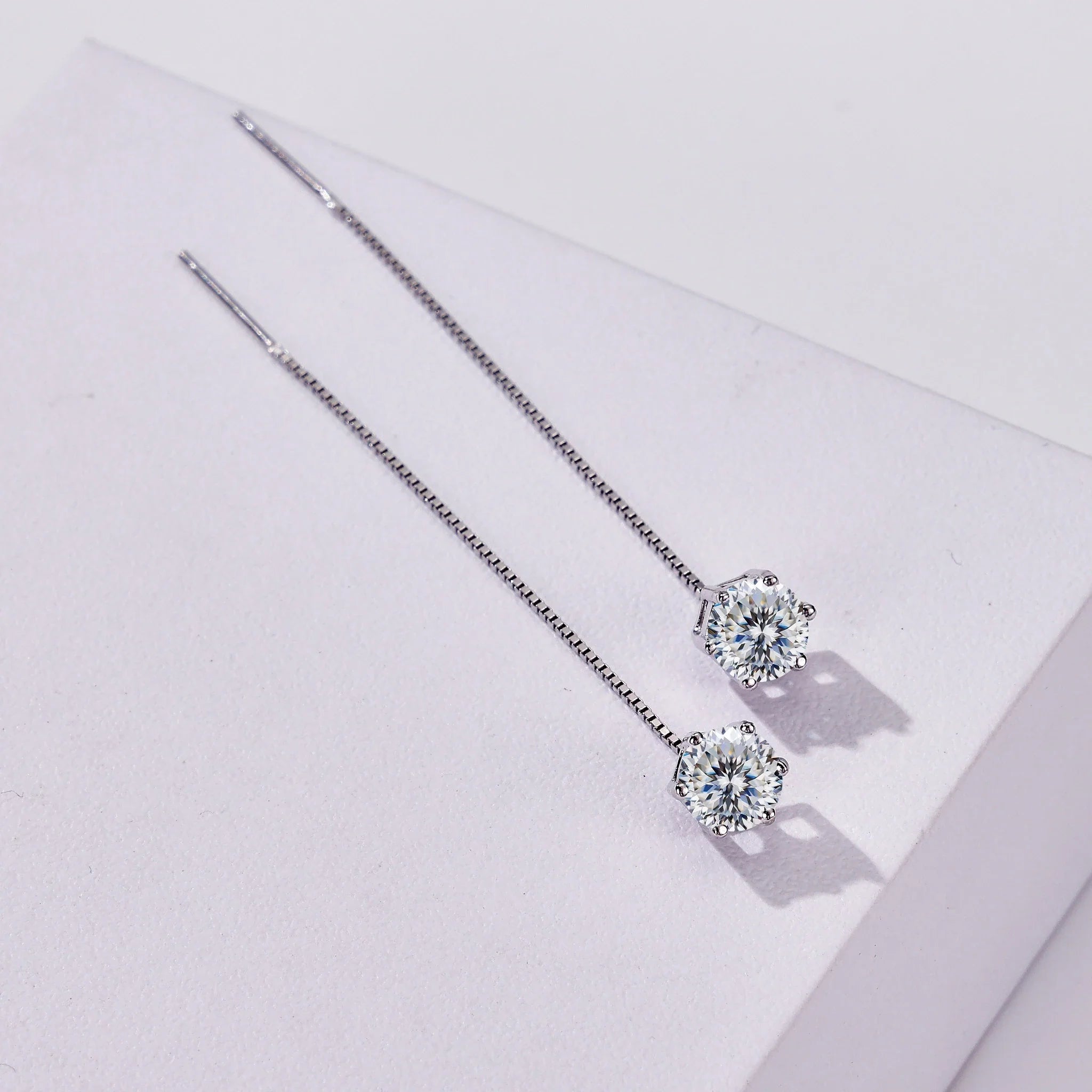 Moissanite Drop Earrings 5-6.5mm Sterling 925 Silver Solitaire Dangle Gift