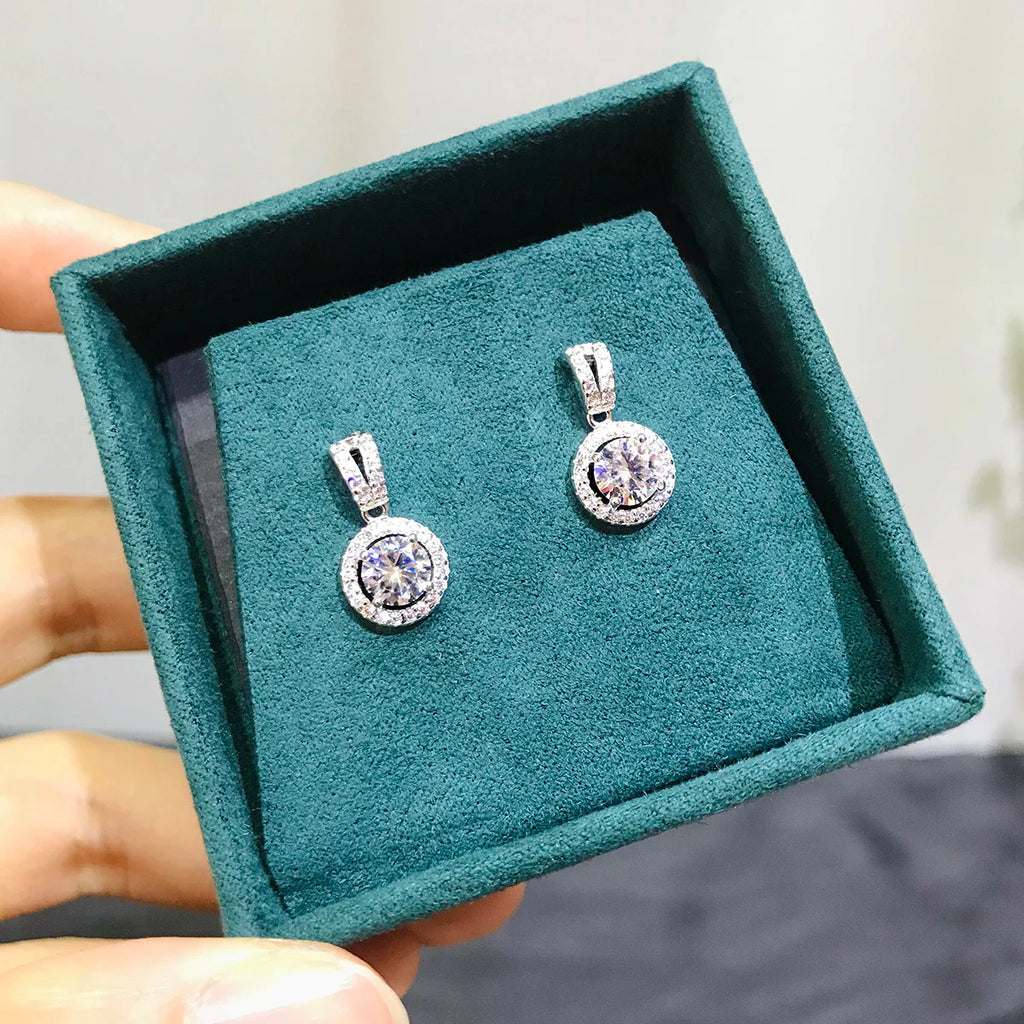 Moissanite Drop Earrings 925 Sterling Silver 1 Ct GRA Bridal Wedding Engagement