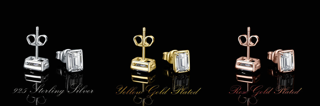 Moissanite D Color 1.6ct Pair Emerald Cut 925 Sterling Silver Stud Earrings