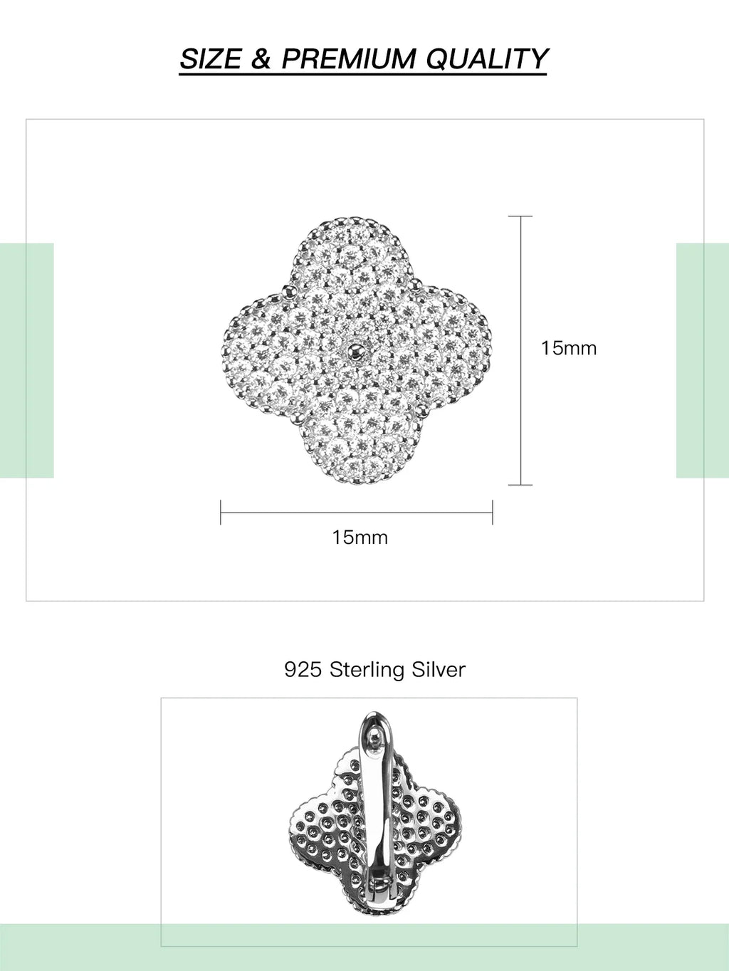 Moissanite Four-Leaf Clover Clip Earrings 925 Sterling Silver Women Studs