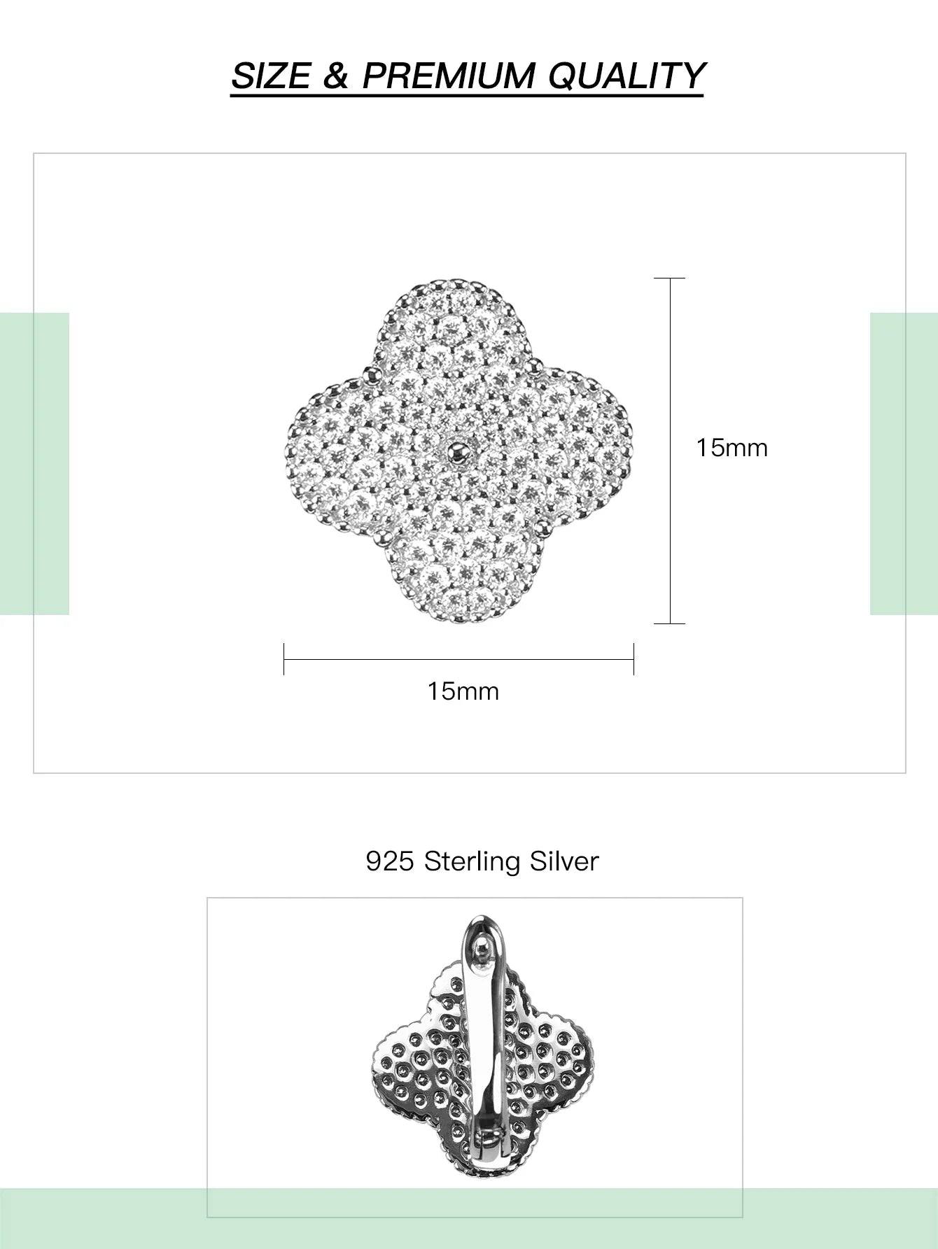 Moissanite Four-Leaf Clover Clip Earrings 925 Sterling Silver Women Studs