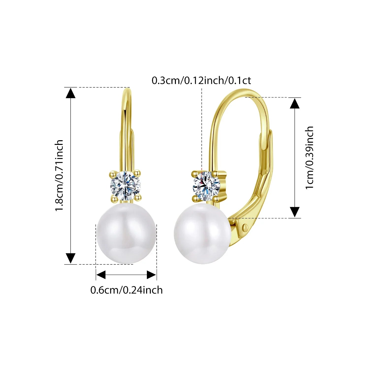 Moissanite Freshwater Pearl Drop Earrings 925 Sterling Silver Round Cut Dangle