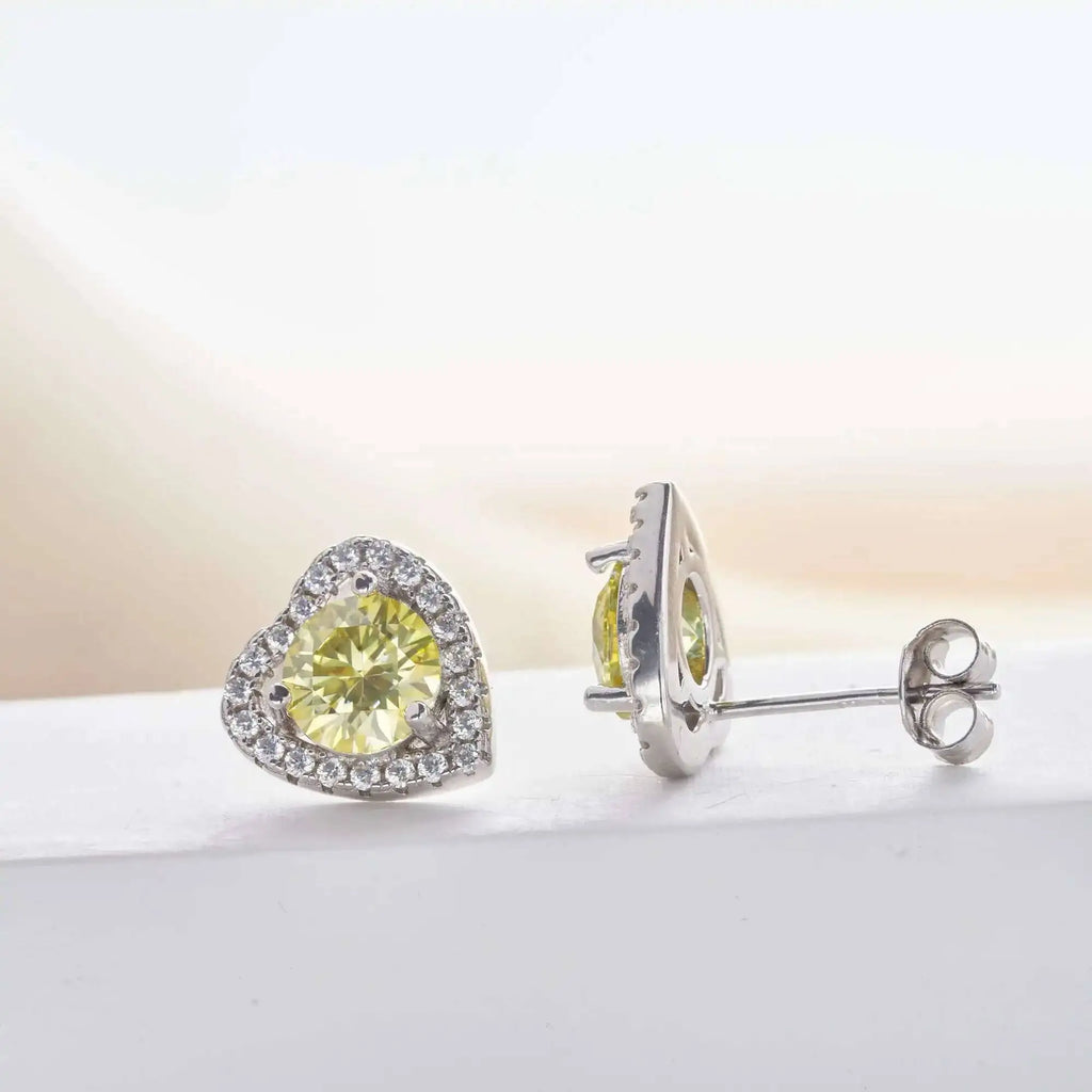 Moissanite 2ctw D Color Heart Stud Earrings 1ct Each 925 Sterling Silver