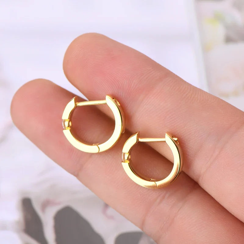 Moissanite Hoop Earrings 2mm VVS1 925 Sterling Silver Simple Unisex Gift