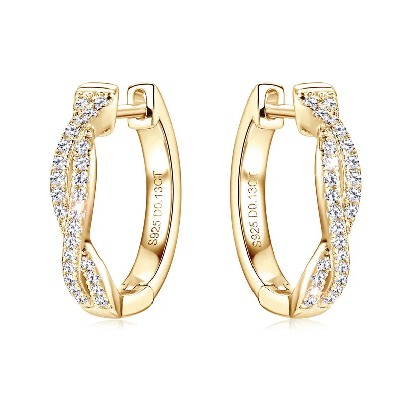 Moissanite Hoop Earrings 925 Sterling Silver Twist Small Hoops For Women