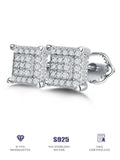 Moissanite Square Stud Earrings 925 Silver Solitaire CZ Look Bridal Engagement