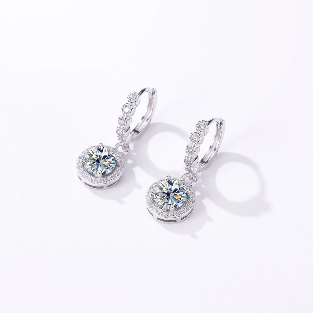 Moissanite 925 Sterling Silver Round D Color Drop Earrings Valentine's Gift