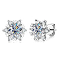 Moissanite 925 Sterling Silver Snowflake Stud Earrings 1CT VVS1 Certificate