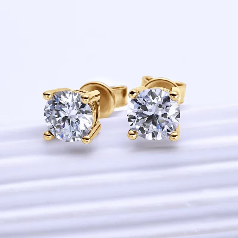 Moissanite Stud Earrings 0.3-2ct Round Certified 925 Sterling Silver Wedding