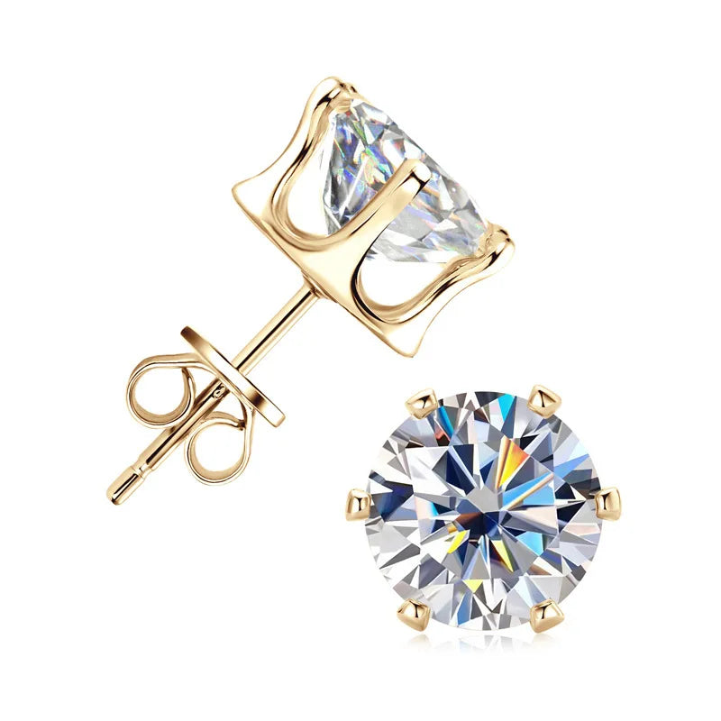 Moissanite Stud Earrings 0.2-6 Carat D-E Color 925 Sterling Silver
