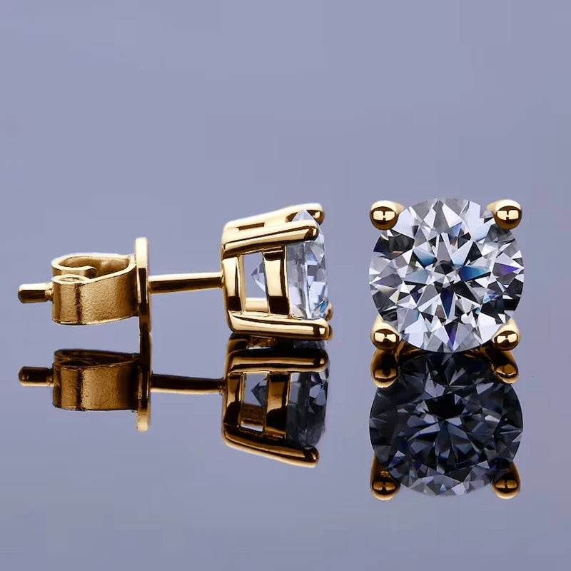 Moissanite Stud Earrings 0.3-2ct Round Certified 925 Sterling Silver Wedding