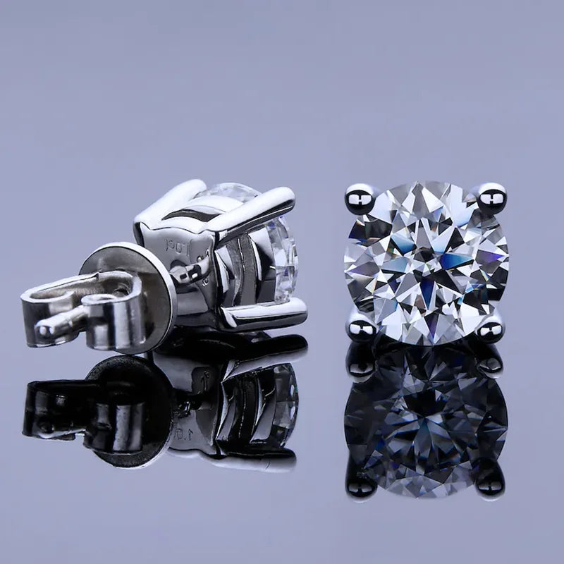 Moissanite Stud Earrings 0.3-2ct Round Certified 925 Sterling Silver Wedding