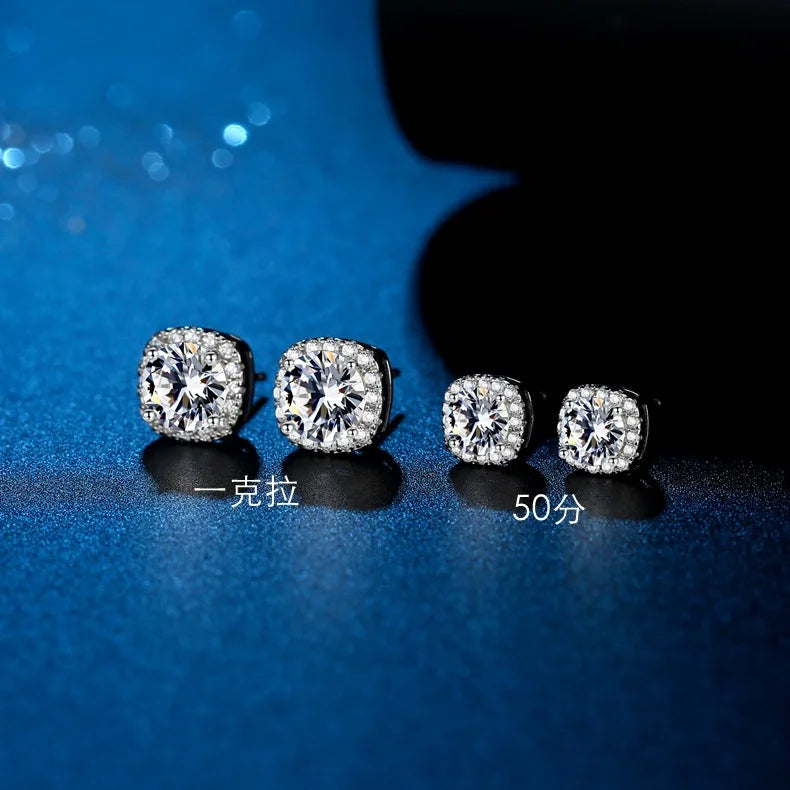 Moissanite Stud Earrings 0.5-1.0CT Multi 925 Sterling Silver 18K Plated Gift