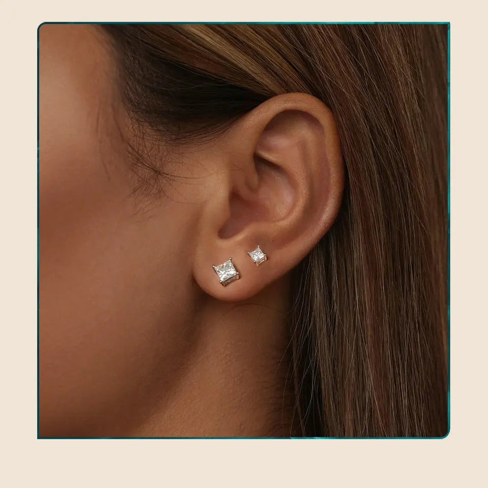 Moissanite Stud Earrings 0.5-1ct Screw Back D VVS1 Lab Created White Gold