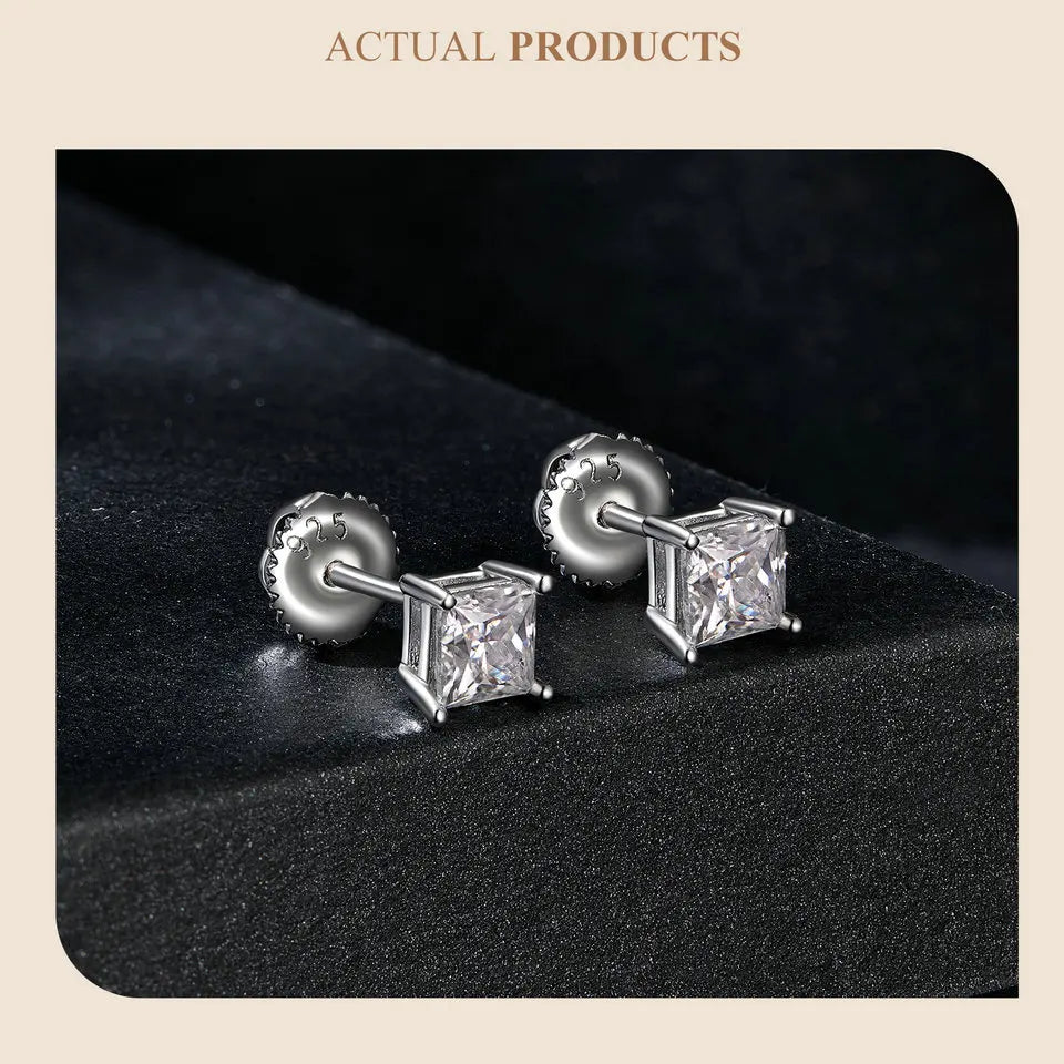 Moissanite Stud Earrings 0.5-1ct Screw Back D VVS1 Lab Created White Gold