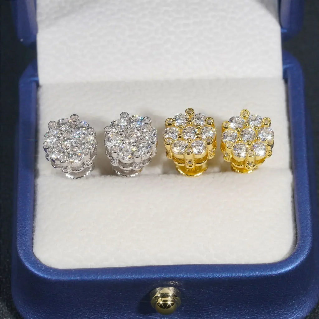 Moissanite Stud Earrings 925 Sterling Silver D Color Flower Earrings For Women