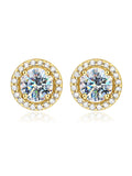 Moissanite Stud Earrings 925 Sterling Silver Round Halo Bridal Wedding Jewelry
