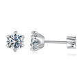 Moissanite Stud Earrings 925 Sterling Silver White Gold Plated Huggie Screwback