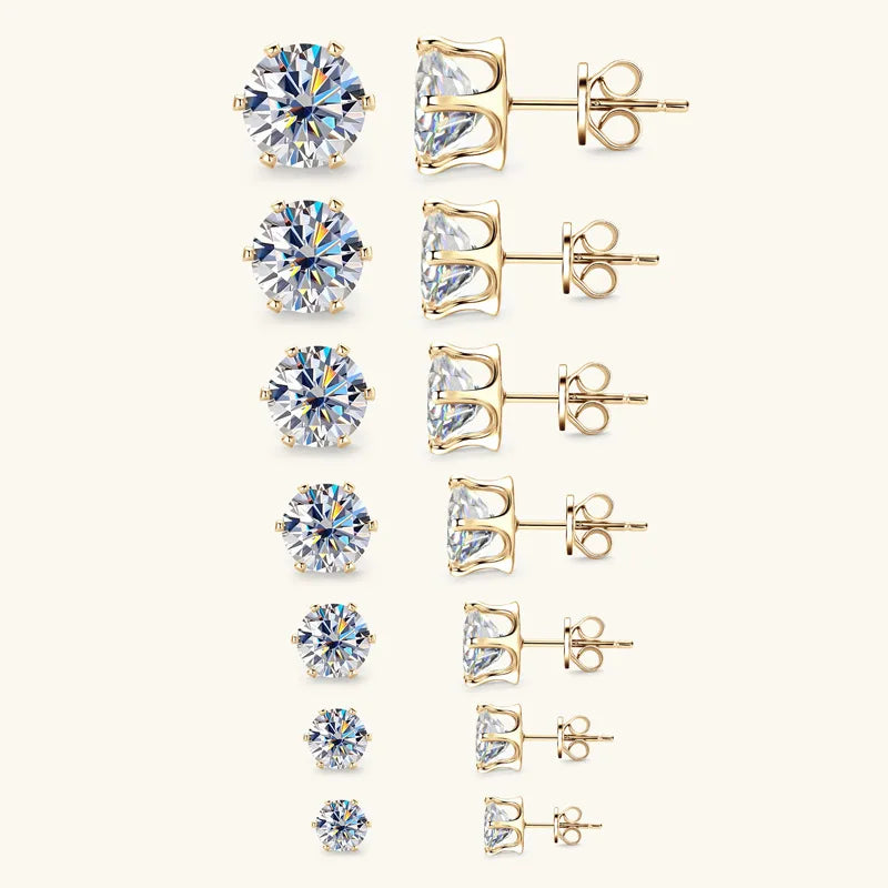 Moissanite Stud Earrings 0.2-6 Carat D-E Color 925 Sterling Silver