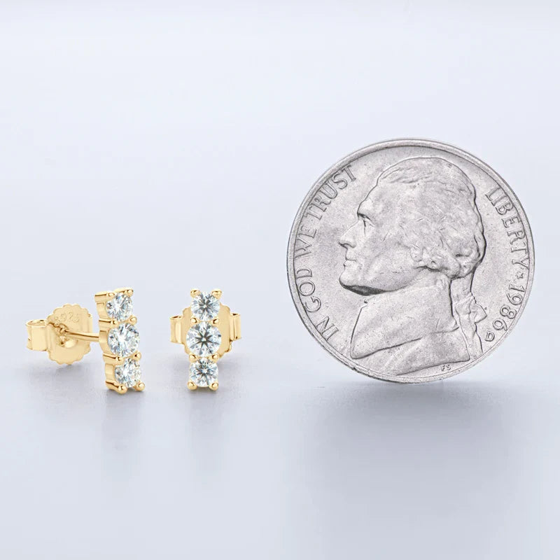 Moissanite Stud Earrings 925 Sterling Silver Mini Curved Climber Studs Women