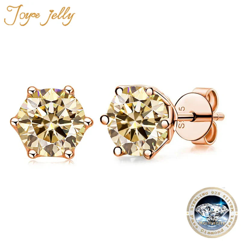 Moissanite Stud Earrings 0.5/1/2 CT Rose Gold Plated Sterling Silver 925