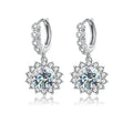 Moissanite Sunflower Drop Earrings 925 Sterling Silver Dainty Wedding Banquet