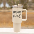 Mom Fuel 40oz Tumbler Insulated Stainless Steel Travel Cup With Straw Lid