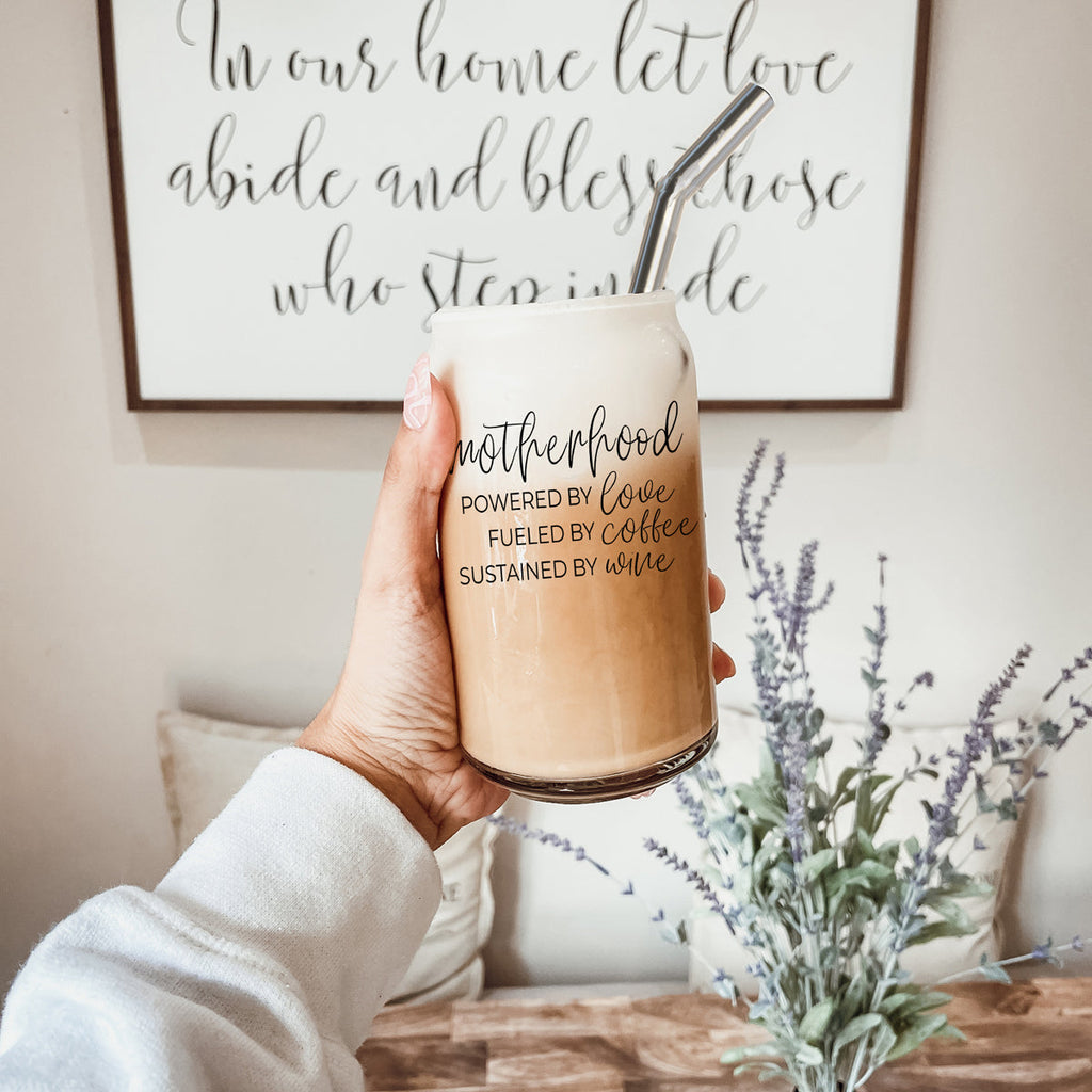 Motherhood Definition 17oz Glass Tumbler With Bamboo Lid And 2 Stainless Straws