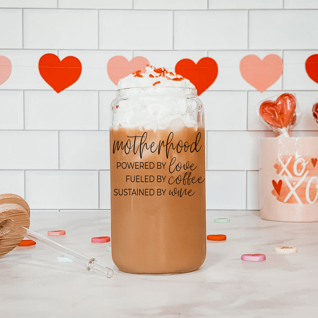 Motherhood Definition 17oz Glass Tumbler With Bamboo Lid And 2 Stainless Straws