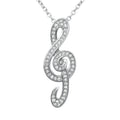 Music Note Necklace Crystal Treble Clef Pendant Chain