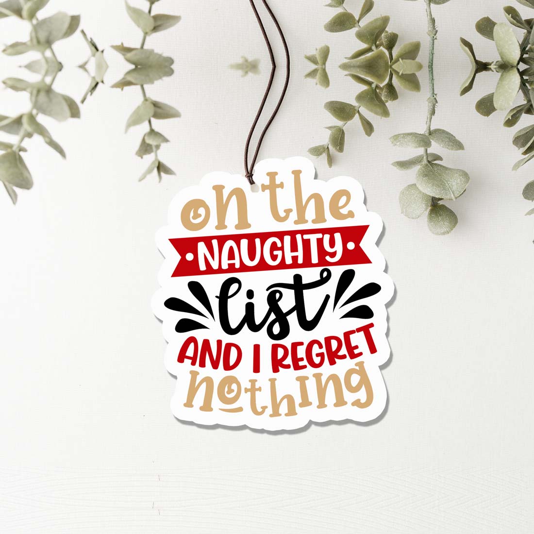 Naughty List Hanging Air Freshener Holiday Scent Car Home Closet Ornament Winter Pine Spice