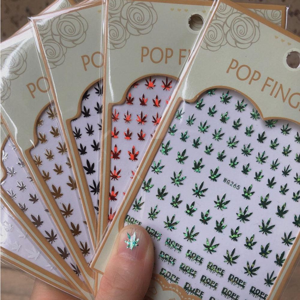 New Mixed Acrylic Stickers Manicure Decoration Weed Leaf Designs Nail Accessories Nail Art Decals Water Transfer Nail Decals Sticker For Pretty Girl Self-Adhesive Nail Decals Designer Nail Stickers for Acrylic