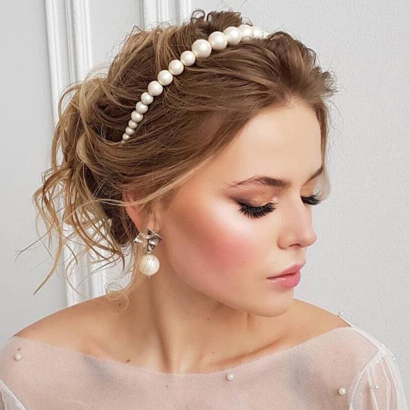 Simulation Pearl Hairbands Women Hair Accessories Korean Handmade Bow Flower Hoops Headband Wedding Ornaments Gorgeous Hair Accessories For Women