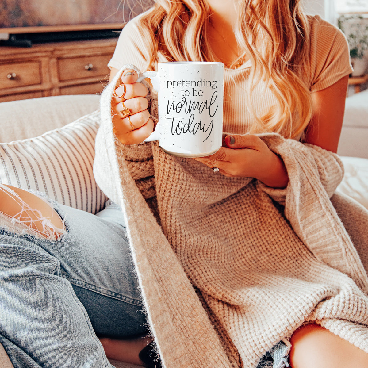 Funny Pretending To Be Normal Today 16oz Ceramic Coffee Mug Office Gift