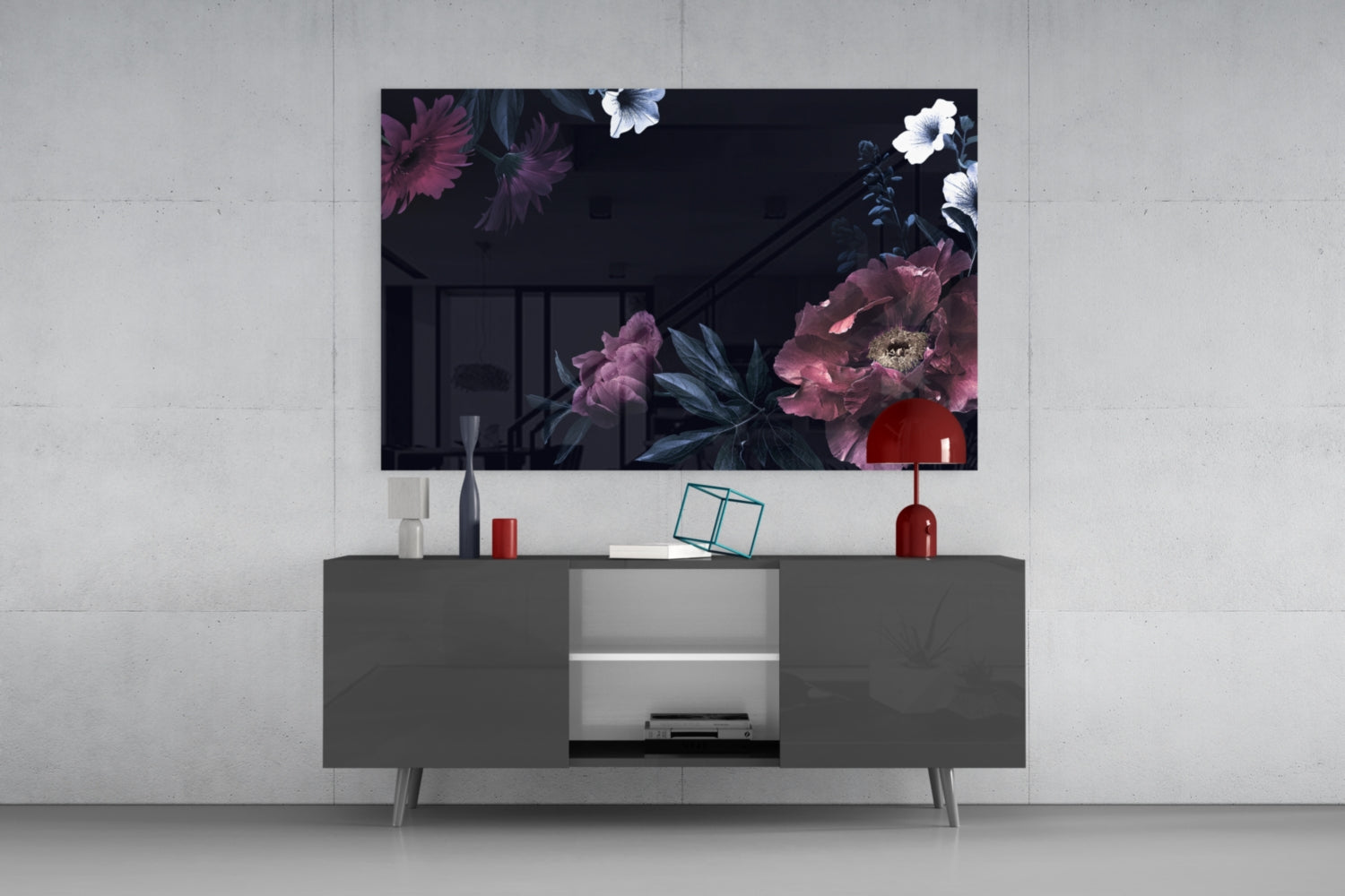 Floral Pattern Glass Wall Art