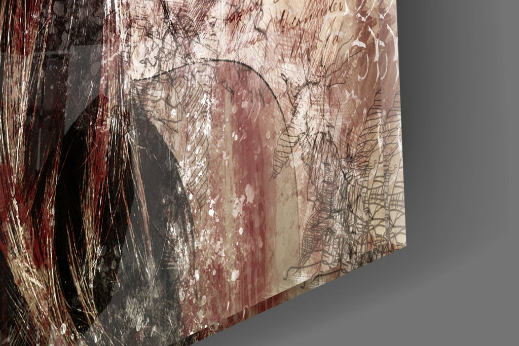 Girl in Retro Hat Glass Wall Art