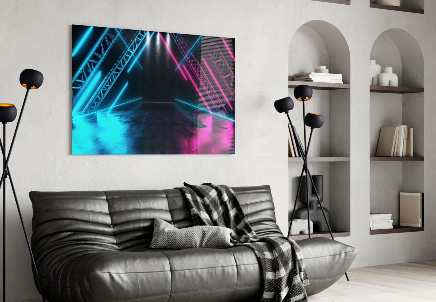 Neon Lights Glass Wall Art