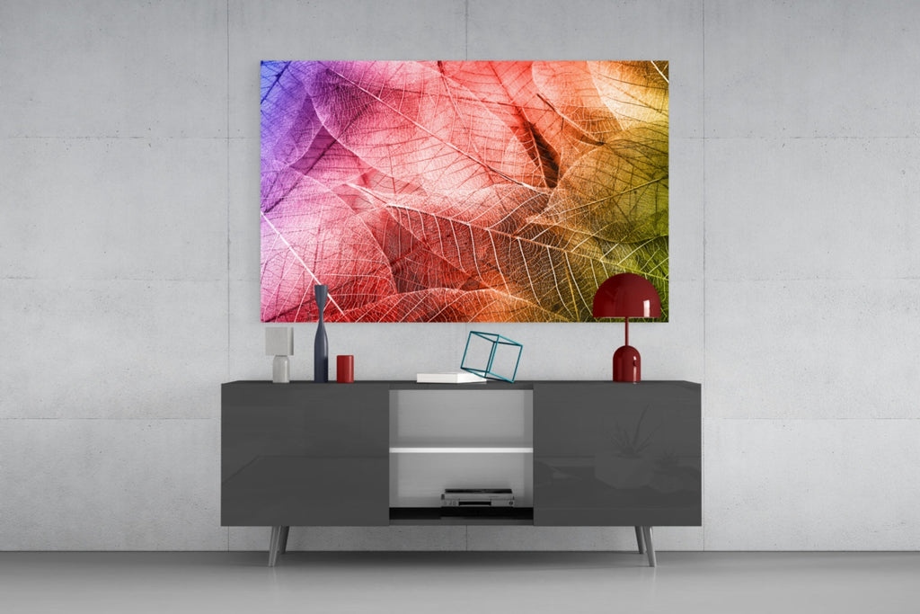Macro Leaves Glass Wall Art