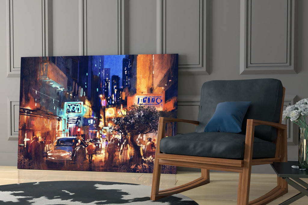 City Night Glass Wall Art