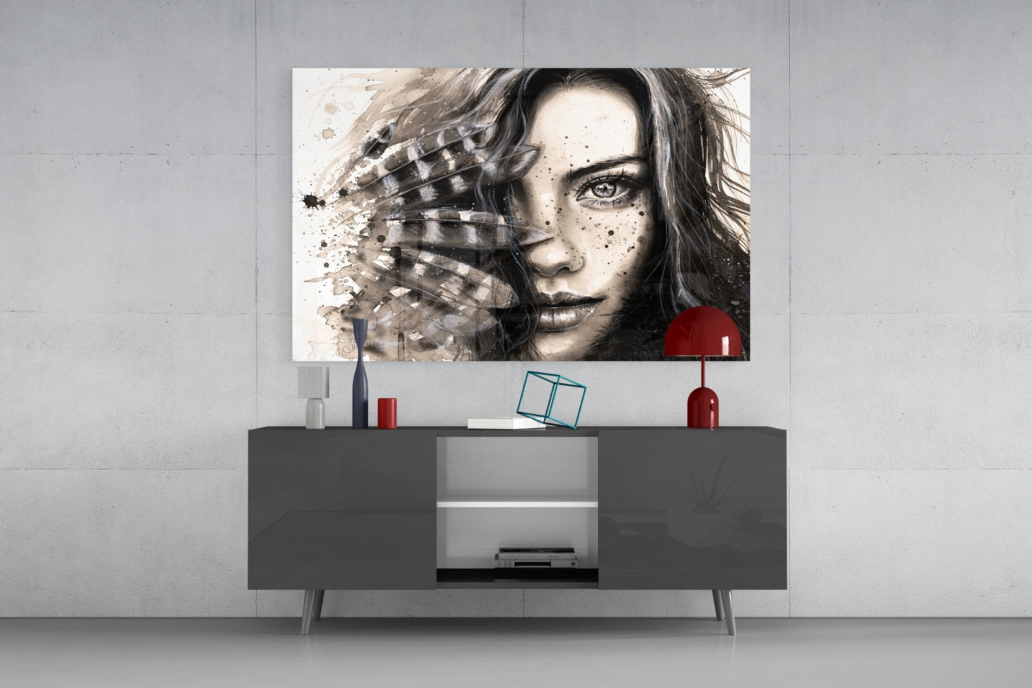 Woman Portrait Glass Wall Art