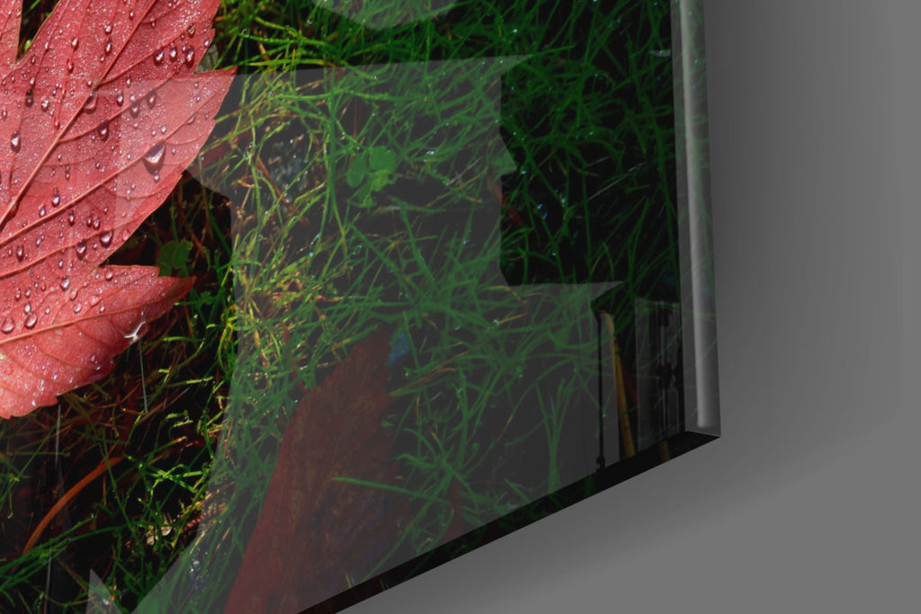 Pink Leaf Glass Wall Art