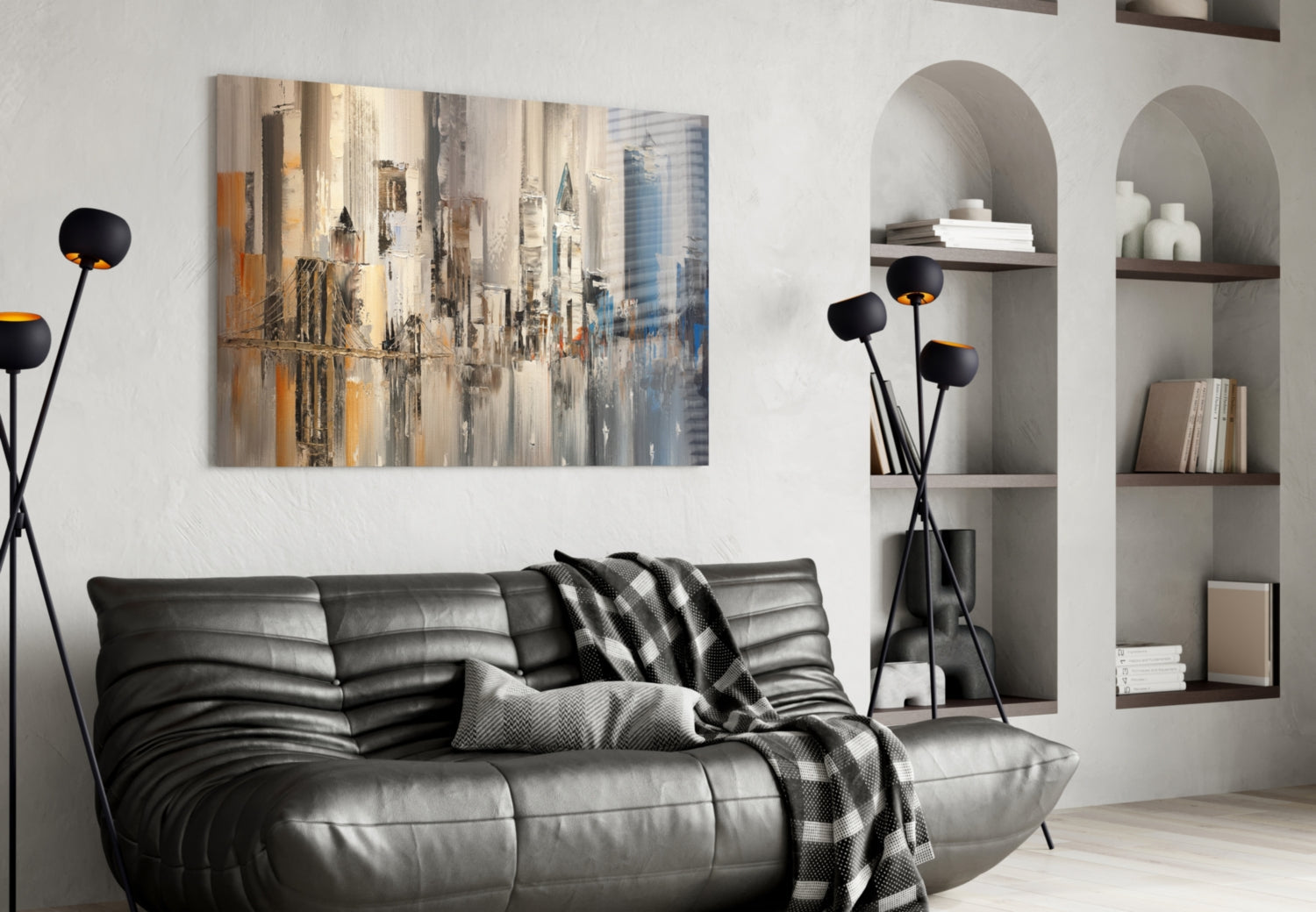 Abstract City Glass Wall Art