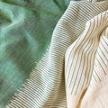 Organic Cotton Striped Scarf Large Handloomed Wrap With Fringe Neutral Tones